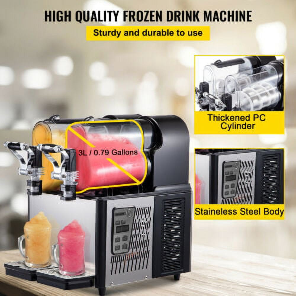 brand Commercial Slushy Machine, 6L Daiquiri Machine , 340W Stainless Steel Frozen Drink Slush Machine, Black