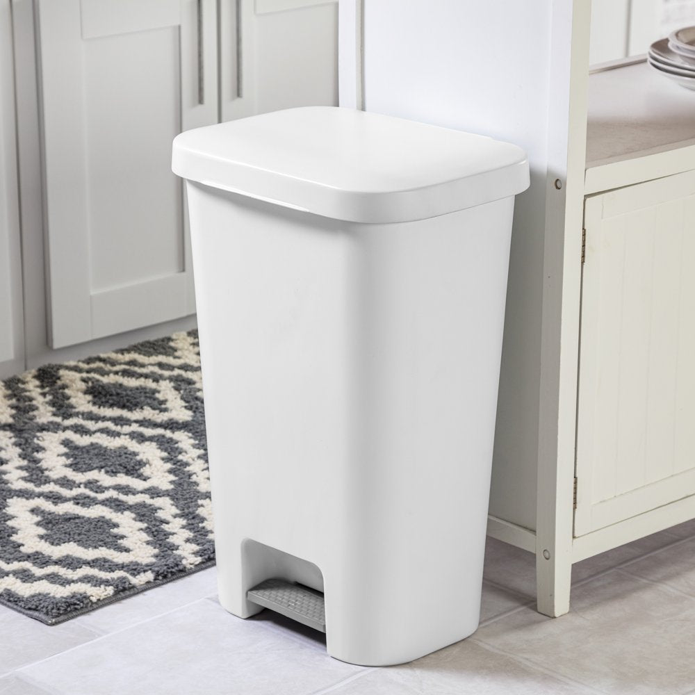 11.9 Gal. Stepon Wastebasket Plastic, White