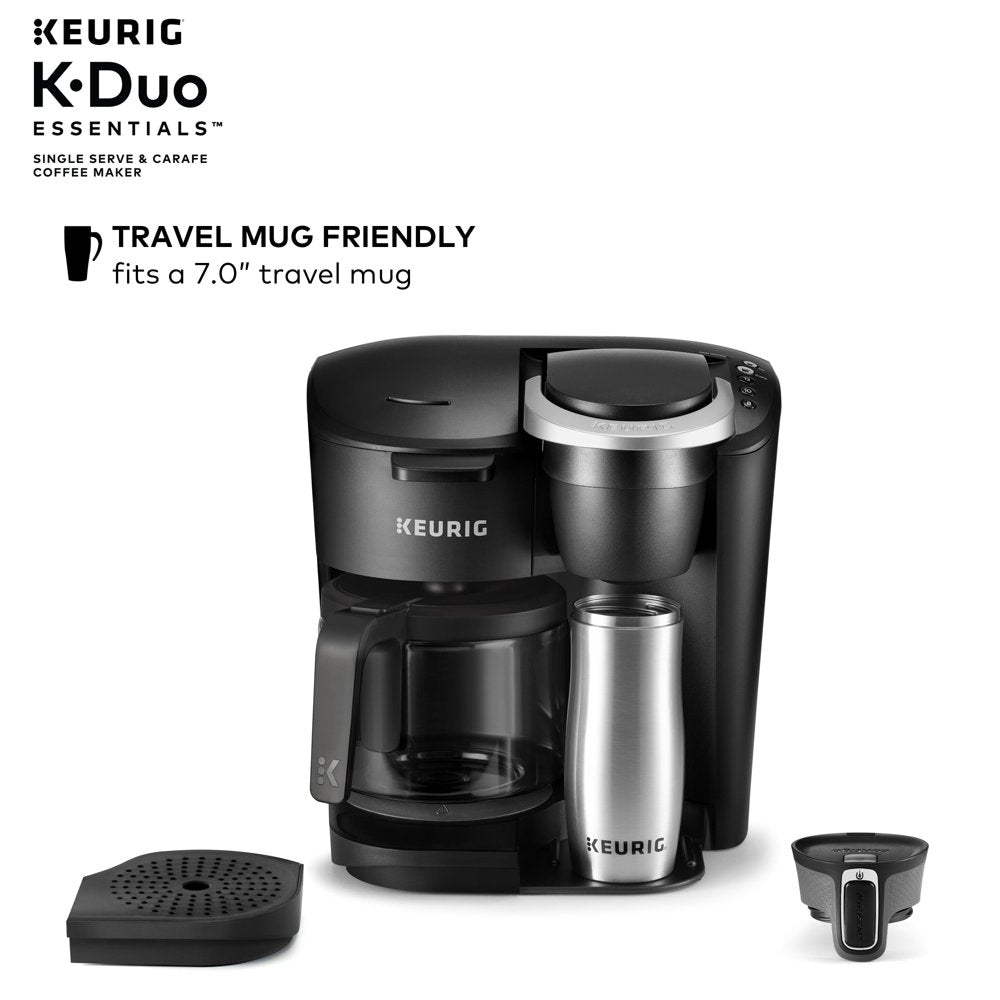 K-Duo Essentials Black Single-Serve K-Cup Pod Coffee Maker, Black