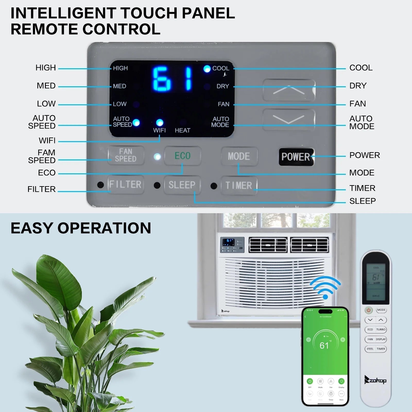 Wifi Enabled 12000 BTU Heat and Cool Window Air Conditioner with Wifi Controls