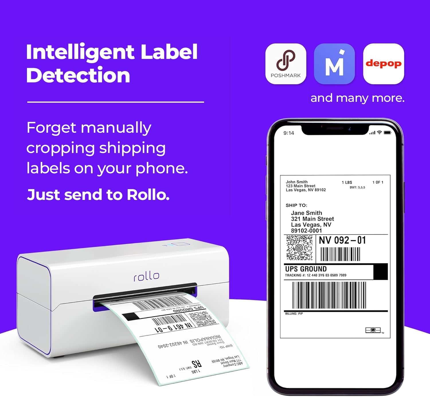 Rollo Wireless Shipping Label Printer - Wi-Fi Thermal Label Printer 4X6 for Shipping Packages - Airprint from Iphone, Ipad, Mac - Supports Windows, Chromebook, Android, Linux