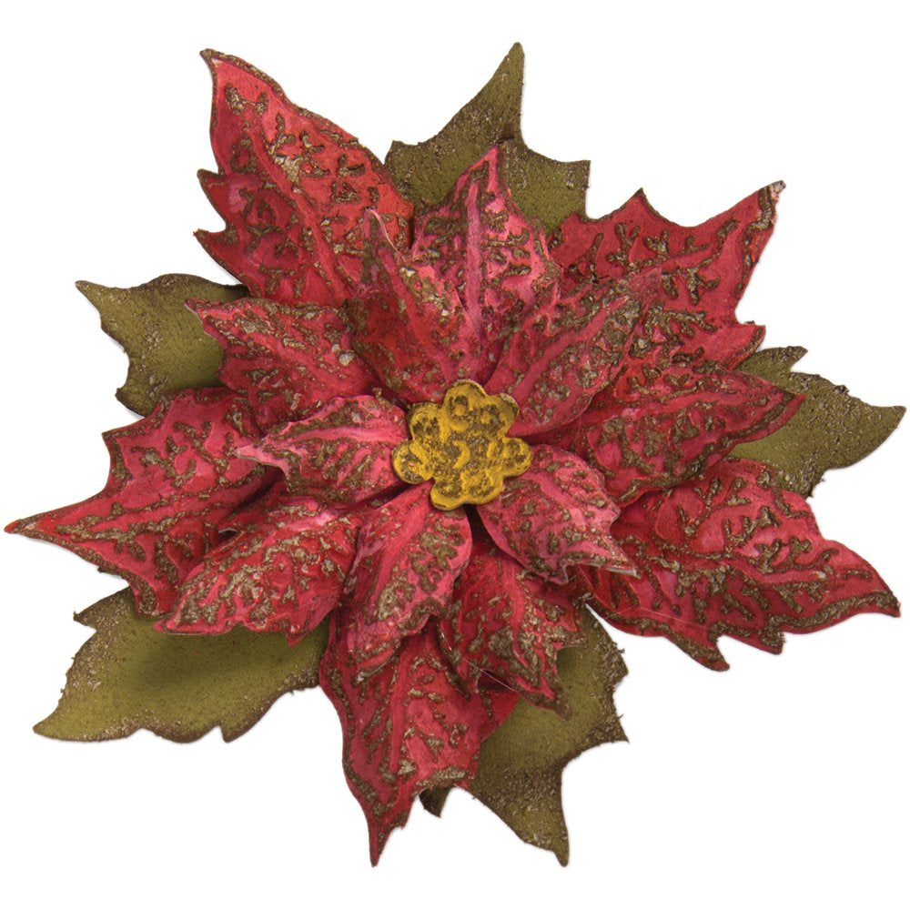 Bigz Die W/Texture Fades Layered Tattered Poinsettia by Tim Holtz