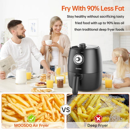 New Mini Small Air Fryer 2 Quart, Temp/Time Dial Control with Air Fryer Cookbook & 50Pcs Paper Liner