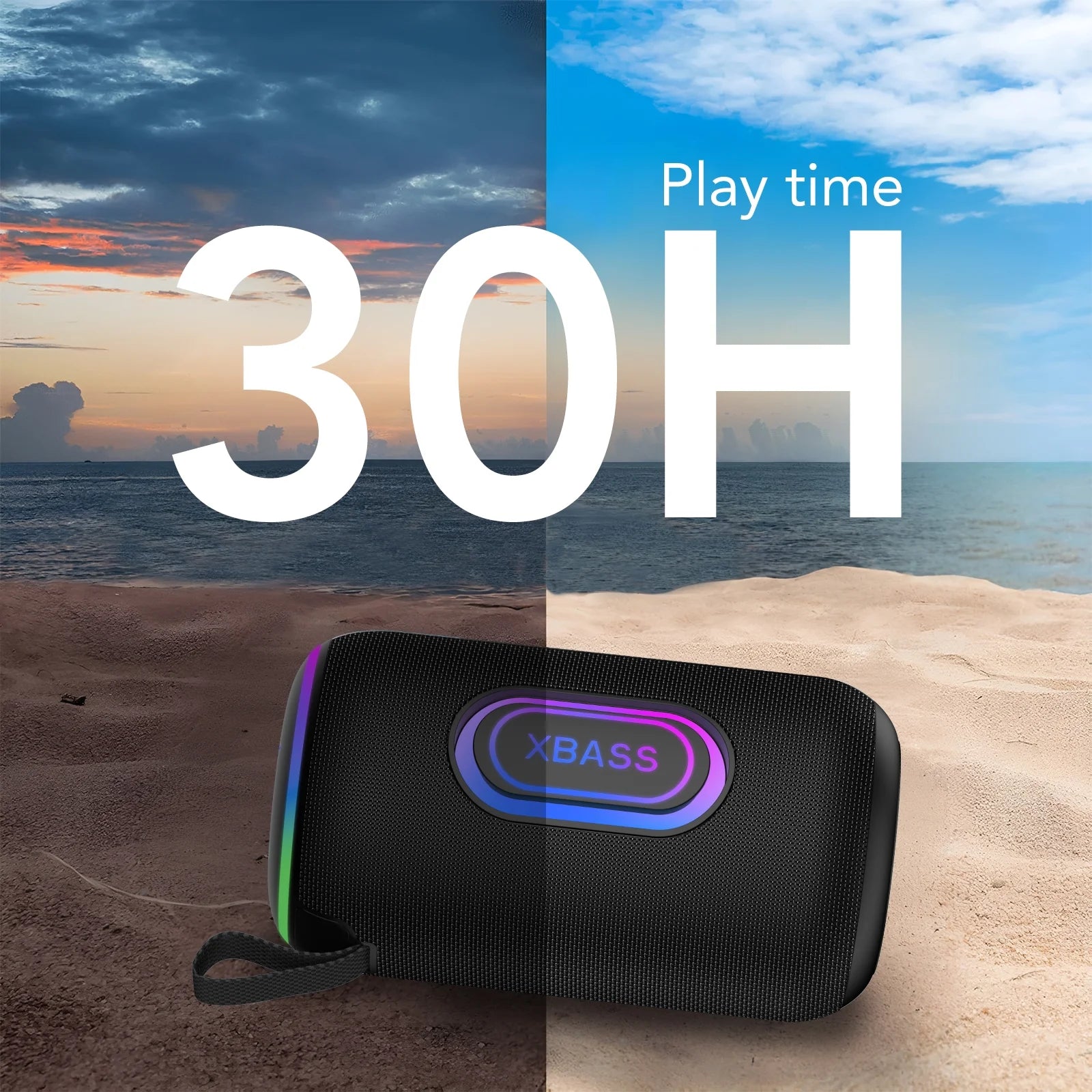 Portable Bluetooth Speaker, IPX7 Waterproof Wireless Speaker, 35W Loud Stereo Sound, 30H Playtime, 10 Colorful RGB Lights, TWS Pairing, Bluetooth 5.4 for Outdoor/Home/Party, Gift Ideas