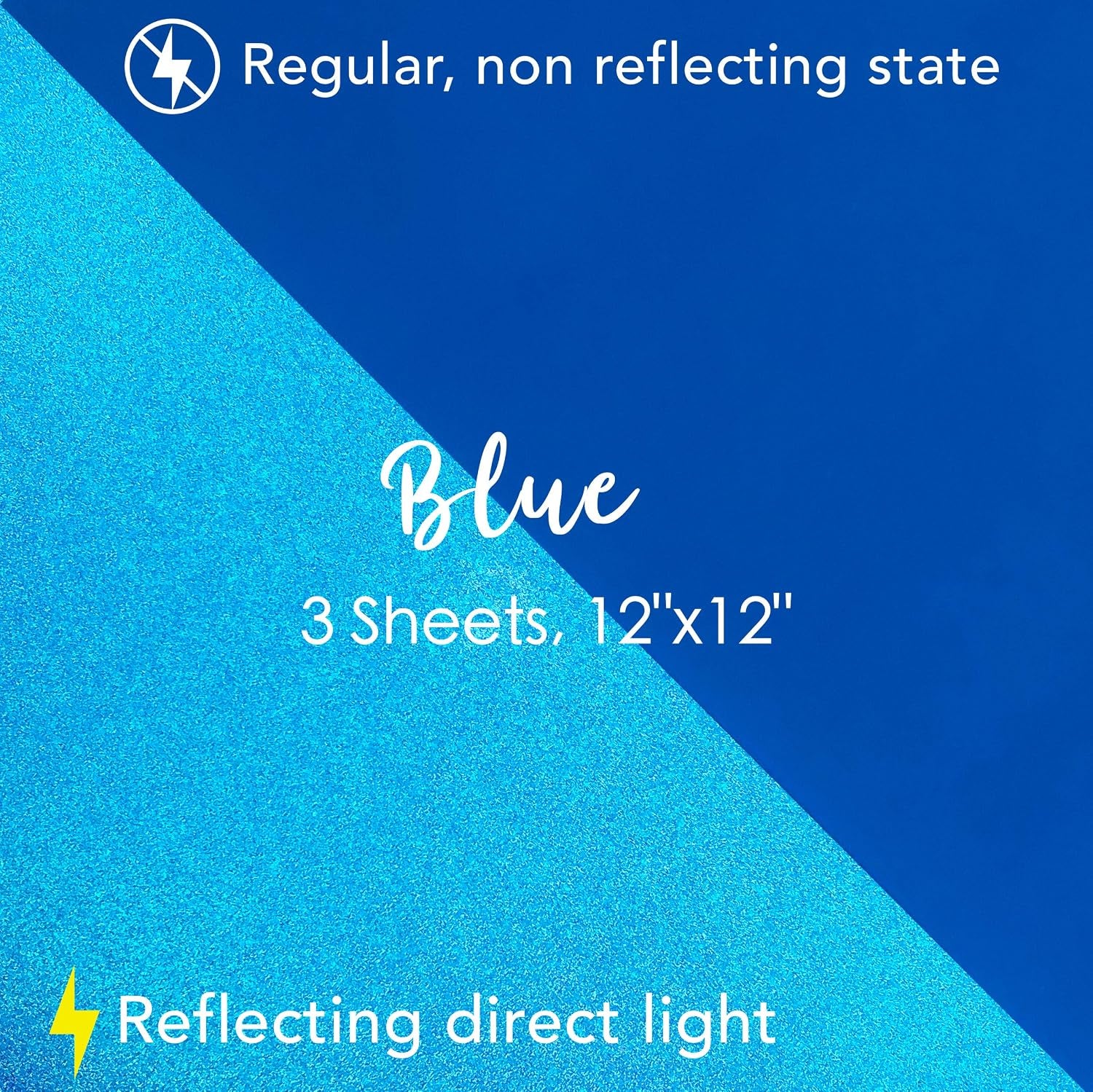 Turner Moore Edition Blue Reflective Vinyl Permanent Adhesive, 12X12 Sheets Reflective Vinyl for Cricut, Cars, Bikes, Decals, Stickers, Signs, Helmets, Mailbox, Numbers, Reflective Tape (3-Pack)