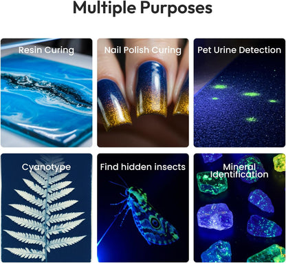 UV Light for Resin Curing, UV Resin Light, Wireless & Rechargeable UV Lamp, 3-In-1 Uses, Foldable Blacklight Ultraviolet LED, Craft Supplies Tools for Resin Molds, Jewelry Making, DIY Decor