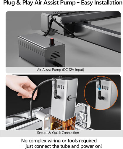 Air Assist 30L/Min Adjustable Air Assist Pump Kit for Cutting and Engravers, Removes Smoke and Dust/Reduces Surface Temperature/Protects Module, Suitable for Most Engravers