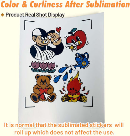Transourdream Sublimation Sticker Paper-10 Pcs Glossy White Waterproof Sublimation Stickers 8.5X11 Inch for Sublimation Inkjet Printer and Ink, Heat Transfer Paper for Decoration on Tumblers and Mugs