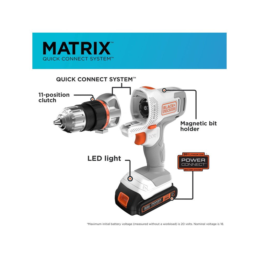 20V Max Matrix Cordless Combo Kit, 6-Tool, White and Orange, Model BDCDMT1206KITWC
