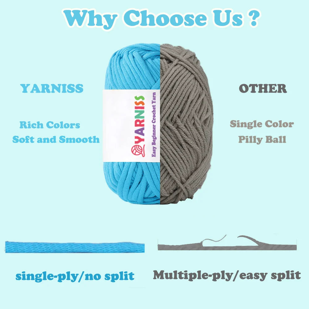 Yarniss Easy Crochet Beginner Yarn for Adults,12 Pack Cotton Yarn for Crocheting and Knitting Project