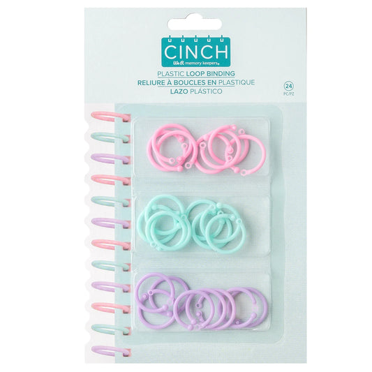 Cinch Plastic Loop Binding 24/Pkg-Pink, Lilac & Blue