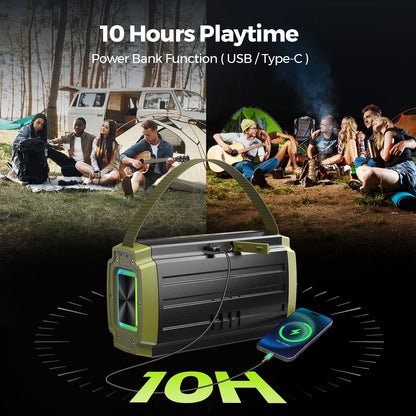 Bluetooth Speaker, 80W, Subwoofer, RGB Lights, 10H Playtime, IPX6 Waterproof Portable Wireless Speaker with Handle for Outdoors, Camping, Beach