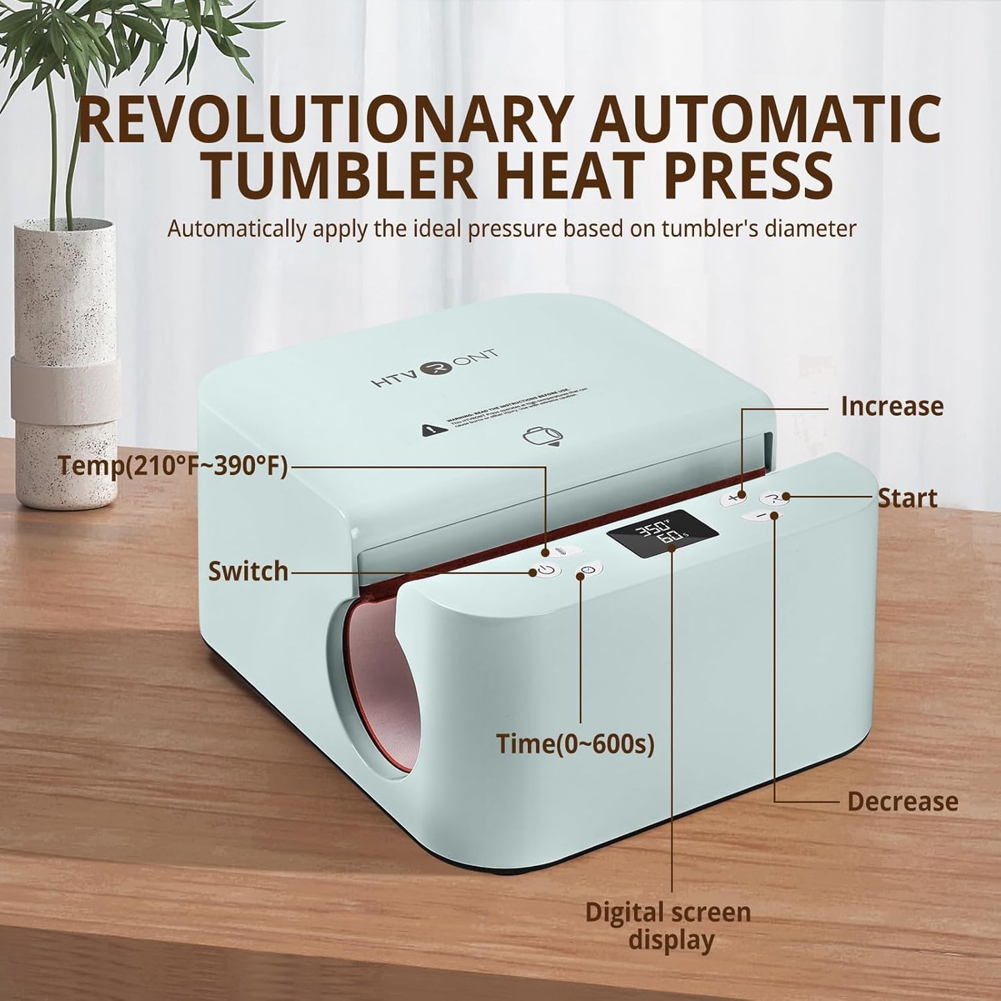 Auto Tumbler Heat Press Machine - Mug Heat Press Heat up Fast & Even, Professional Tumbler Press High-Security for 2.95-3.18Inch Sublimation Tumblers, Cups, Glasses and Mugs (Blue)