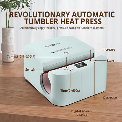 Auto Tumbler Heat Press Machine - Mug Heat Press Heat up Fast & Even, Professional Tumbler Press High-Security for 2.95-3.18Inch Sublimation Tumblers, Cups, Glasses and Mugs (Blue)