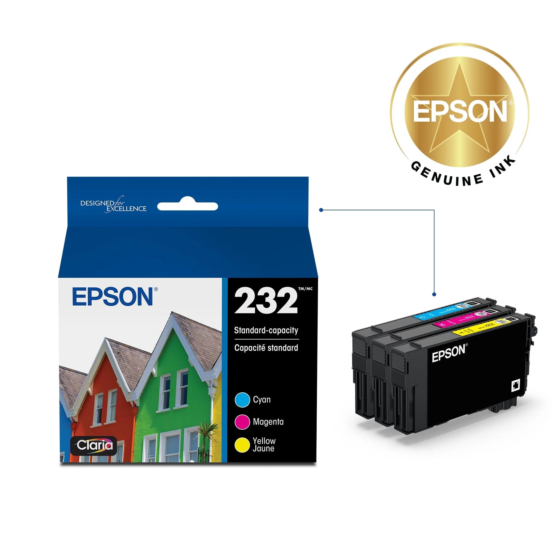 232 Claria Ink Standard Capacity Color Combo Pack (T232520-S) Works with Workforce WF-2930, WF-2950, Expression XP-4200, XP-4205