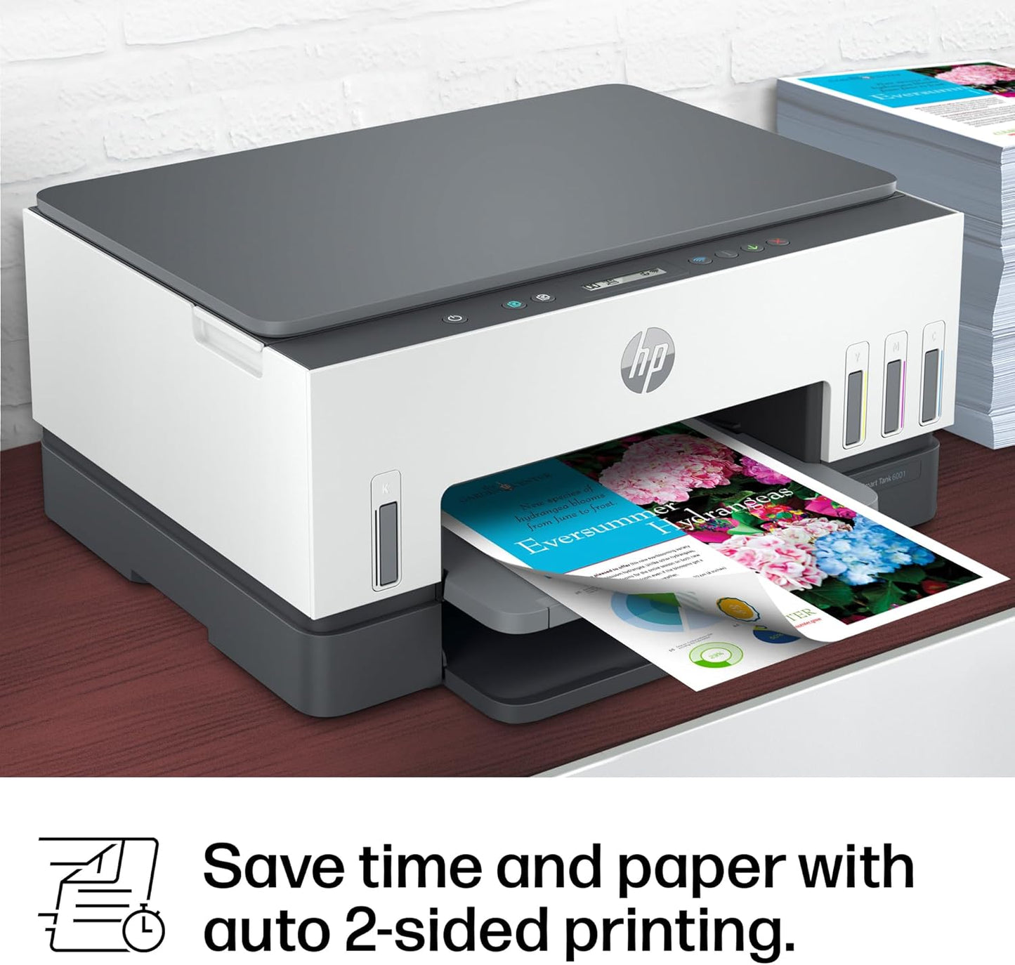 HP Smart Tank 6001 Wireless All-In-One Ink Tank Printer, Scanner, Copier with 2 Years of Ink Included, Best-For-Home, Cartridge-Free Refillable, Ai-Enabled (2H0B9A)