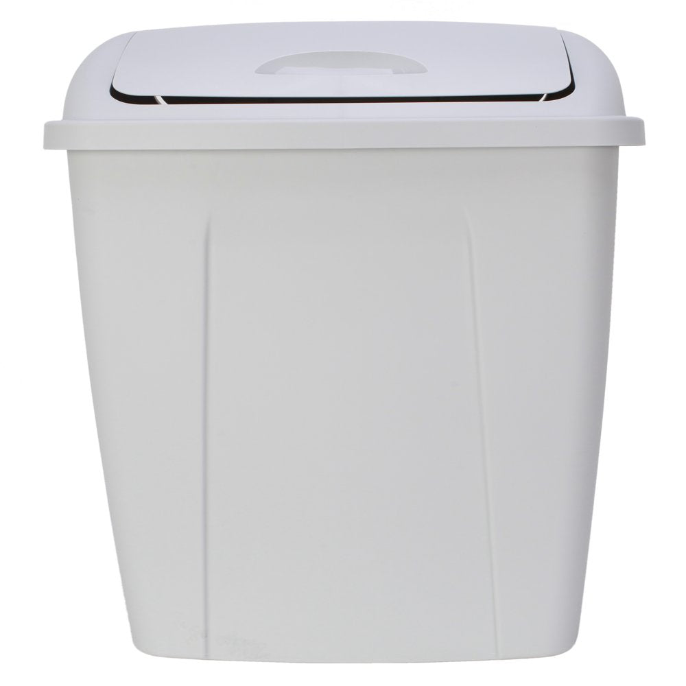 13 Gallon Trash Can, Plastic Swing Top Kitchen Trash Can, Gray
