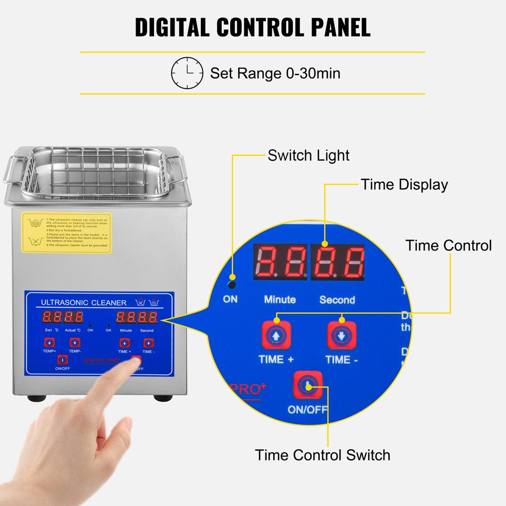 brand 2L Ultrasonic Cleaner Stainless Steel Professional Digital Machine W/Timer 40Khz ​110V, Fcc/Ce/Rohs Certified for Jewelry Watch Glasses Diamond Eyeglass Small Parts Cleaning