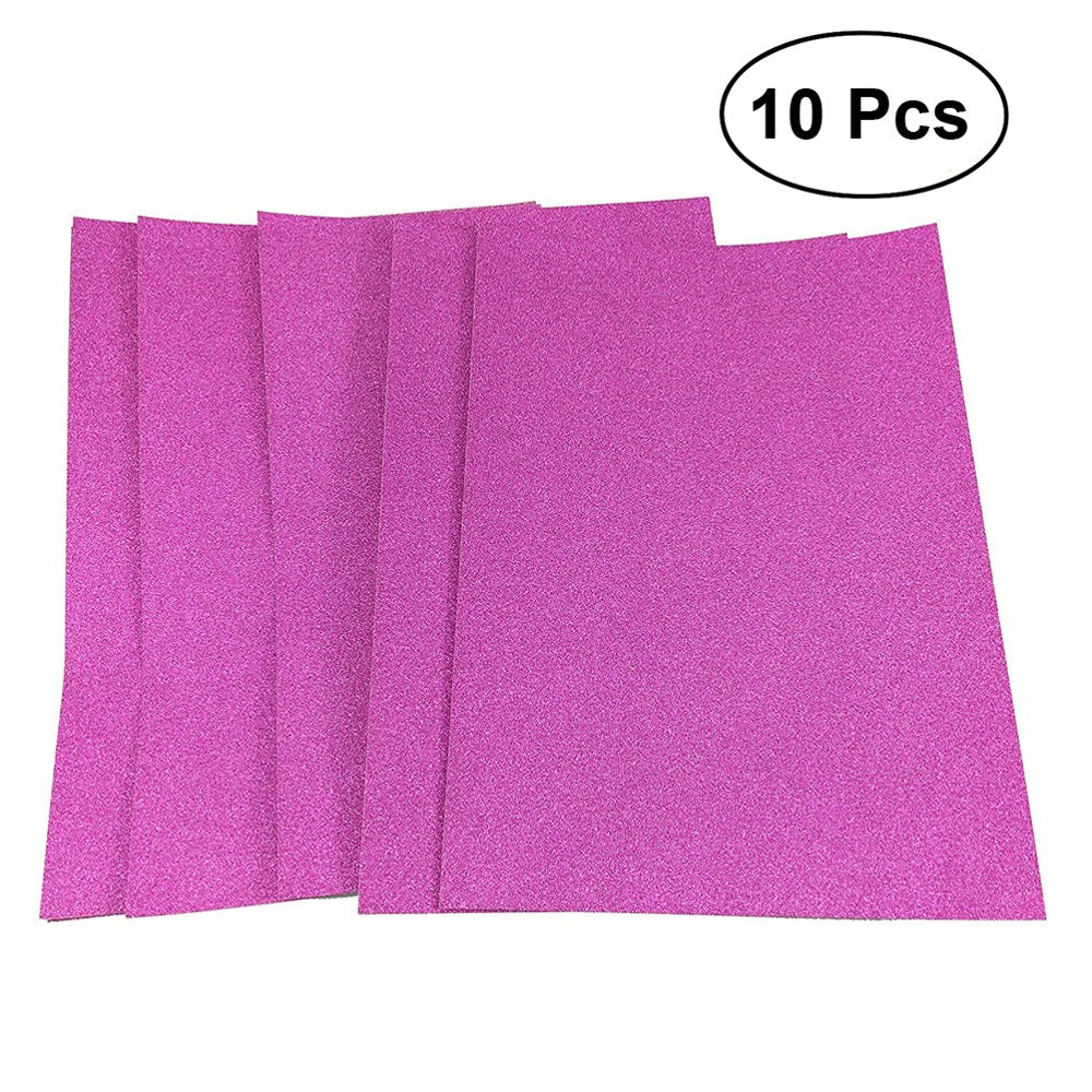10Pcs A4 Sheets Glitter Cardstock Making Diy Material Sparkling Craftwork Scrapbooking (Rose Red)