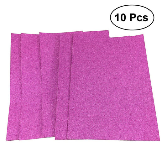 10Pcs A4 Sheets Glitter Cardstock Making Diy Material Sparkling Craftwork Scrapbooking (Rose Red)