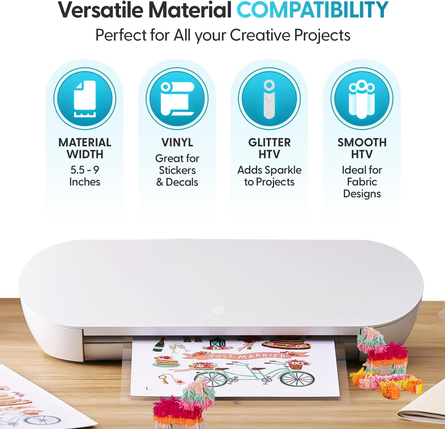 Silhouette America Portrait 4 Vinyl Cutting Machine, Deluxe Bundle - 9” Vinyl Cutter with Pixscan, Business Edition Software, 12 Sheets of HTV, 24 Sheets of Oracal, and Tool Kit for Crafters