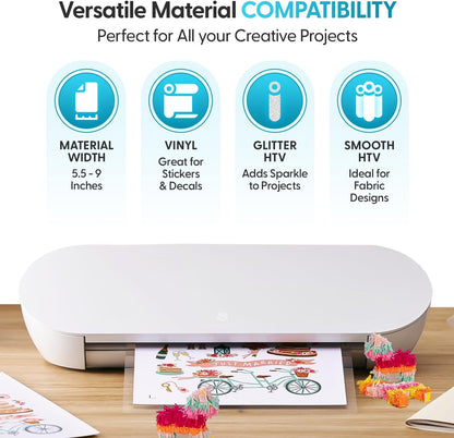Silhouette America Portrait 4 Vinyl Cutting Machine, Deluxe Bundle - 9” Vinyl Cutter with Pixscan, Business Edition Software, 12 Sheets of HTV, 24 Sheets of Oracal, and Tool Kit for Crafters
