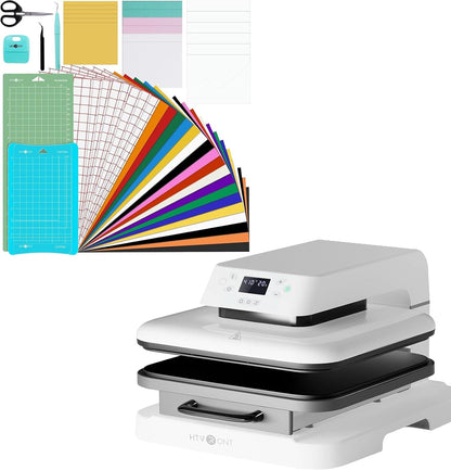 Auto Heat Press Machine for T Shirts & 38 Pcs Accessories Bundle for Cricut Joy