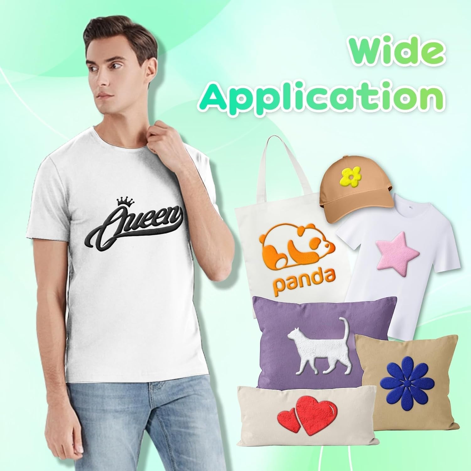Aoder White Puff Vinyl Heat Transfer - 12" X6Ft White HTV 3D Puff Heat Transfer Vinyl, Puffs Iron on Vinyl for T Shirt Compatible with All Cutting Machines