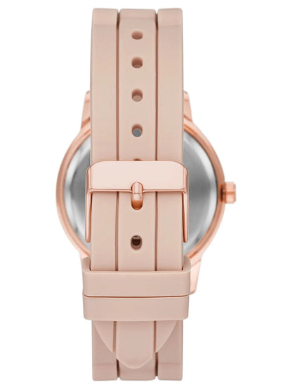 Time & Tru Women'S Wristwatch: Rose Gold Case, Blush Bezel, Easy Read Dial, Silicone Strap (FMDOTT072)