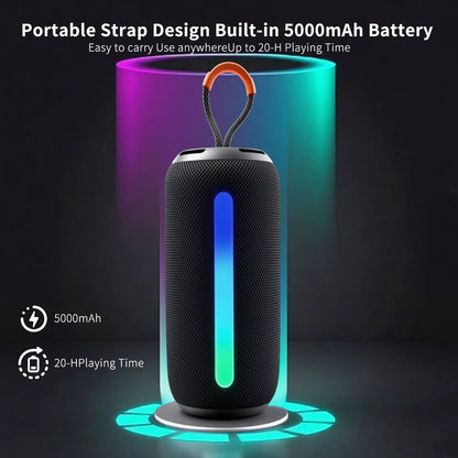 Portable Bluetooth Speaker with HD Sound, Waterproof & Dustproof Portable Speaker with Lights, up to 20H Playtime, BT5.3, Outdoor Speaker for Home/Party/Outdoor/Beach, Birthday Gift, Black
