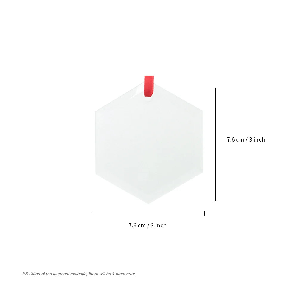 Sublimation Blanks Ornament Glass Frosted 3" Hexagon 24 PCS