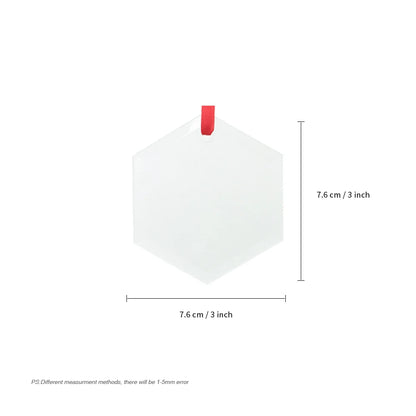 Sublimation Blanks Ornament Glass Frosted 3" Hexagon 24 PCS
