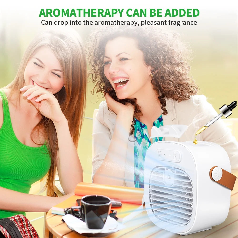 Portable Air Conditioners, Rechargeable Mini Air Conditioner Personal Air Cooler with 3 Speeds, Small Desk Air Conditioner for Bedroom, Office, Outdoor(White)