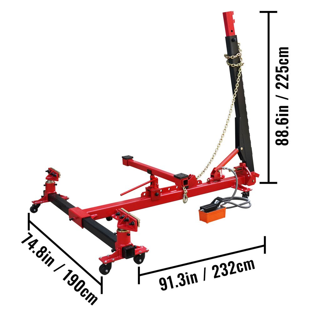 Auto Body Frame Straightener 10 Ton PSI Air Pump Frame Puller Portable Auto Body Puller Frame Straightener with Clamps and 10,000 PSI Hydraulic Foot Pump for Auto Repair Shop