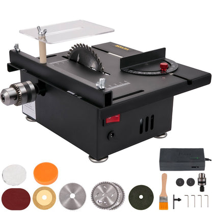 Mini Table Saw, 96W Hobby Table Saw for Woodworking, 0-90 Angle Cutting Portable DIY Saw, 7-Level Speed Adjustable Multifunctional Table Saws, 1.57In Cutting Depth Mini Precision Table Saw