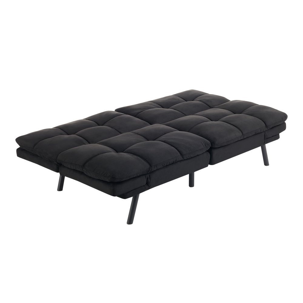 Memory Foam Futon, Black Faux Suede