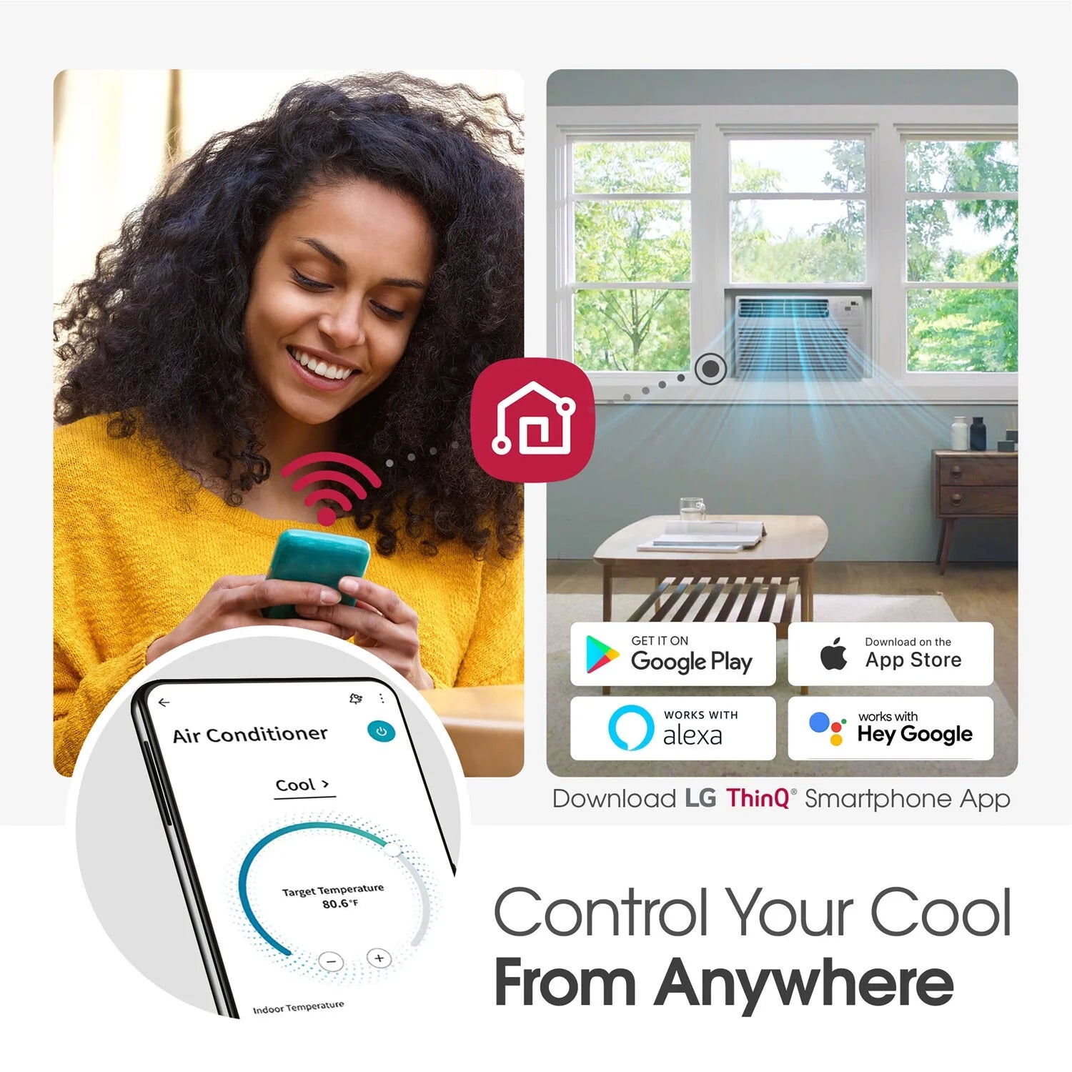 14,000 BTU Window Smart Air Conditioner with Remote, LW1521ERSM1