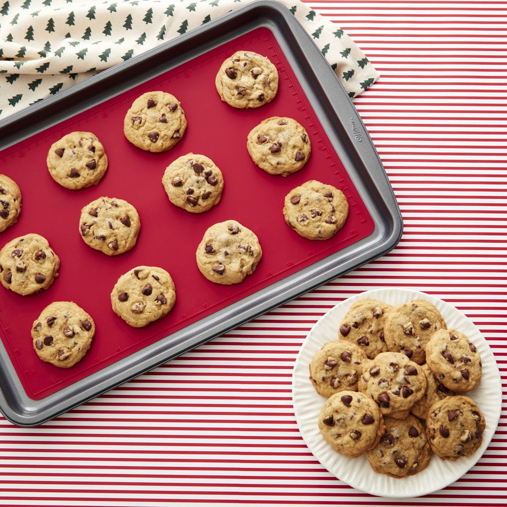 Nonstick Cookie Sheet, Cooling Grid and Silicone Baking Mat Bakeware Set, 4-Piece