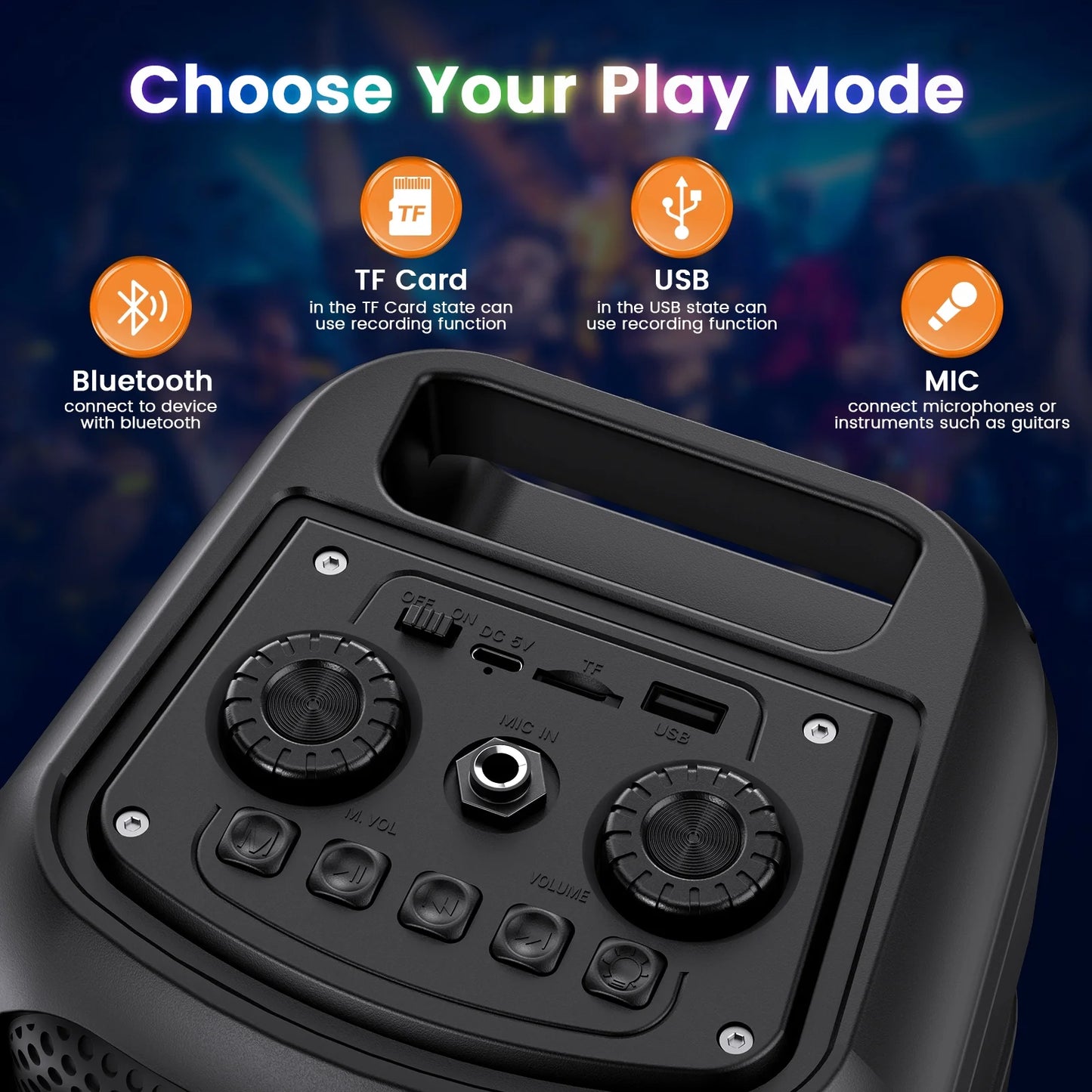 Bluetooth Speaker, Portable Party Speaker with 2 Microphones, 40W Powerful Sound Deep Bass, T30-T