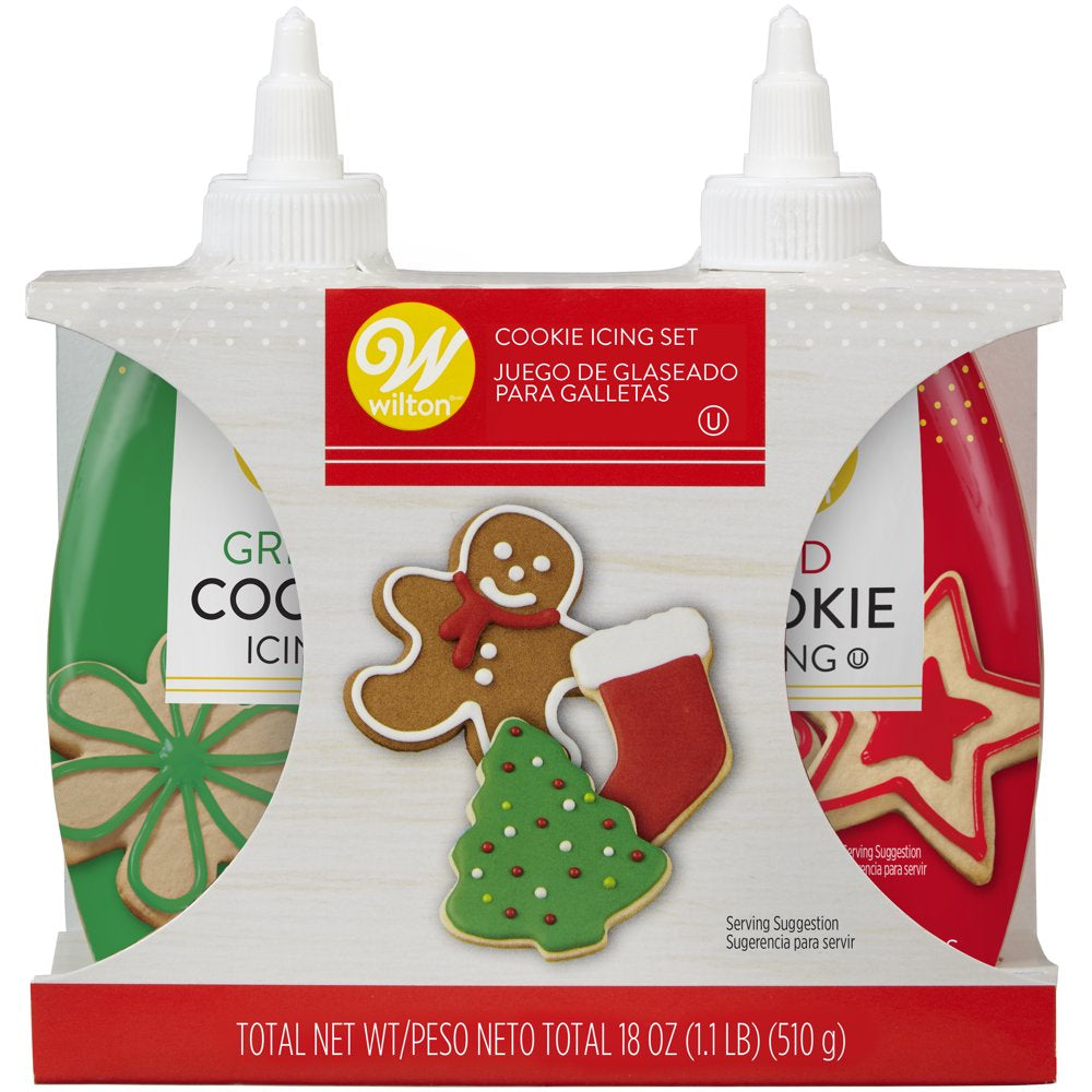 Red and Green Cookie Icing Set, 2-Count