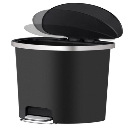 14.5-Gal Plastic Semi round Kitchen Step Trash Can, Black