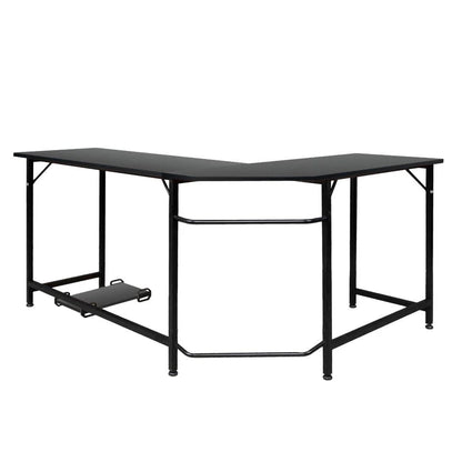 66" Wood L-Shaped Computer Gaming Desk Corner PC Latop Table Study Office Workstation Black
