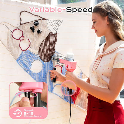BESGEER Rug Tufting Gun with Carpet Trimmer Kit - Rug Tuft with Tufting Shears, 2 in 1 Cut & Loop Pile Carpet Gun and Carving Clippers, Tufting Machine Kit for Beginners(Baby Pink)