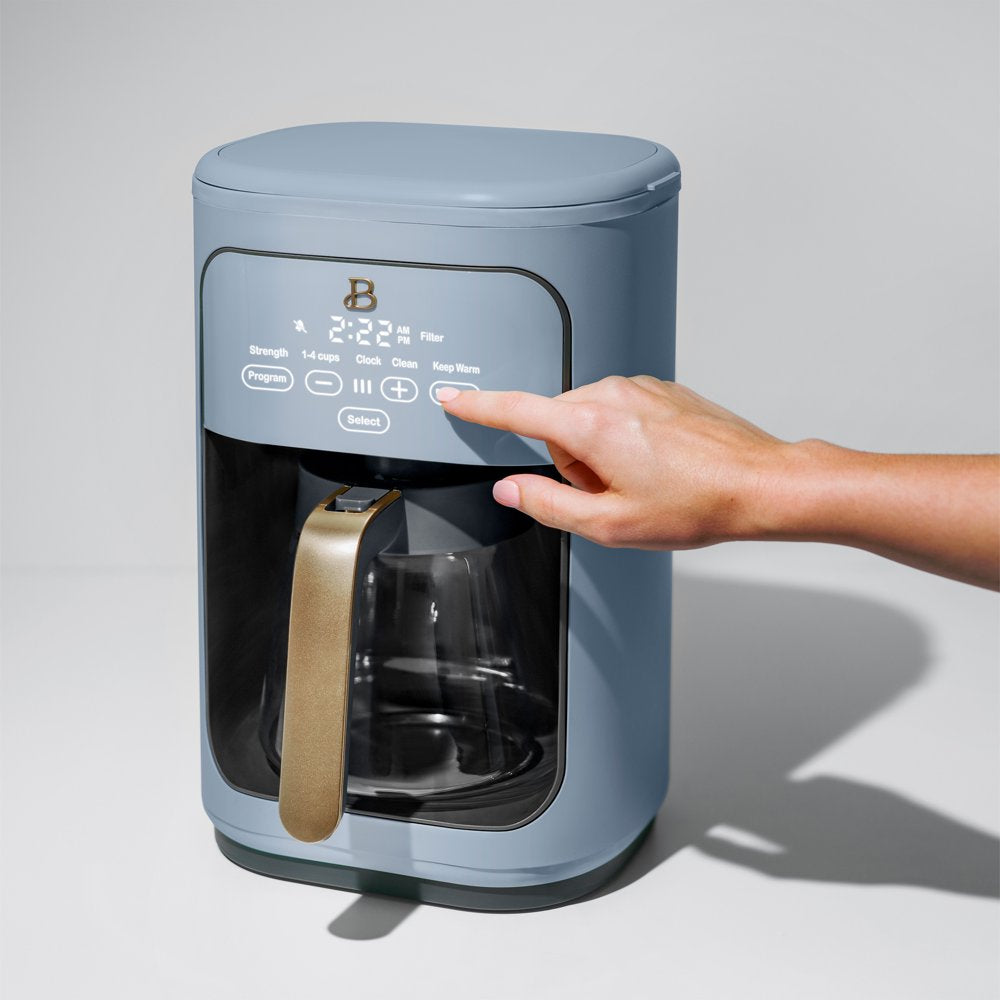 14-Cup Programmable Drip Coffee Maker with Touch-Activated Display, Cornflower Blue by Drew Barrymore