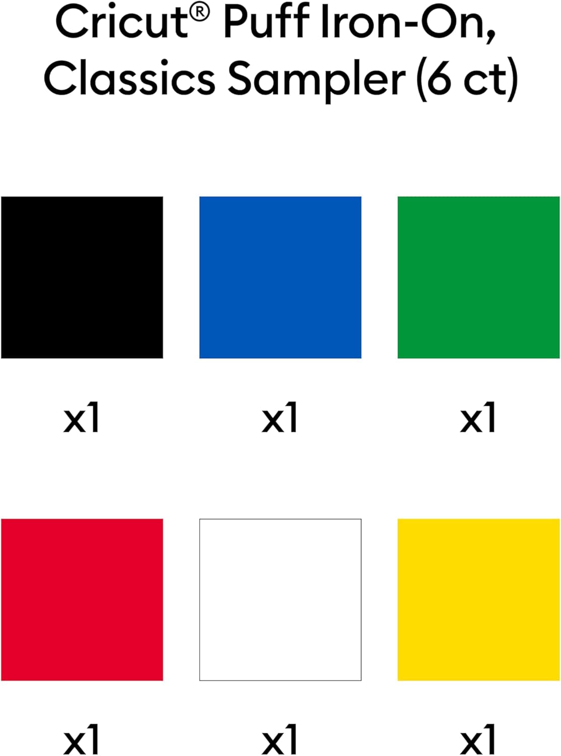 Cricut® Puff Iron-On, Classics Sampler - 12 in X 12 in (6 Ct) - HTV Heat Transfer Vinyl
