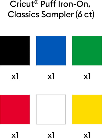 Cricut® Puff Iron-On, Classics Sampler - 12 in X 12 in (6 Ct) - HTV Heat Transfer Vinyl
