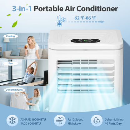 Portable Air Conditioner 10000BTU Ashrae ( 6000BTU) Indoor Room AC Unit Dehumidifier Window Kit Remote Control Easy&Efficient Bedroom