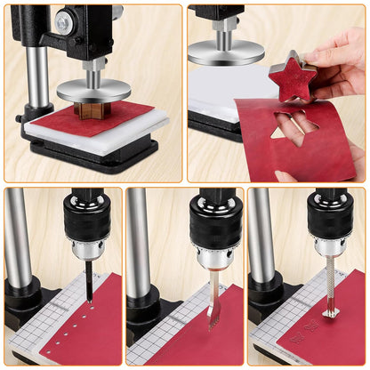 Leather Press Hole Puncher Leather Cutting Machine Hand Punching Machine for DIY Craft Punching Holes Cutting, Forming Pressing,Install Rivets and Snap Buttons