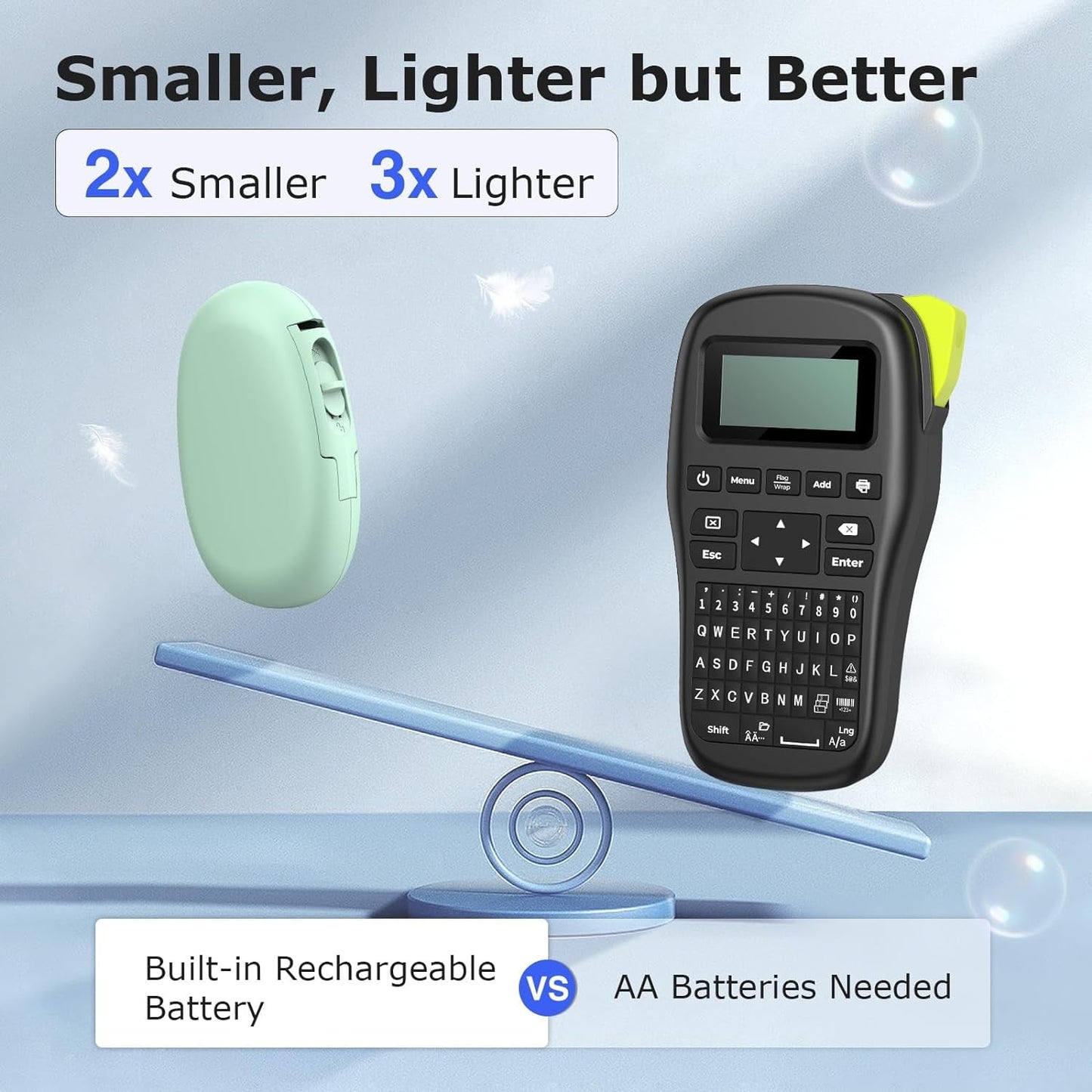 E10 Bluetooth Label Maker Machine with Tape, Continuous Waterproof Label, Versatile App with 35 Fonts and 1K+ Icons, Label Printer for Home, Kitchen, School, Office Organization, Green