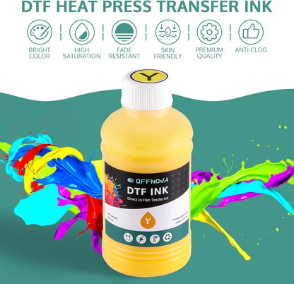 OFFNOVA Premium DTF Ink 1500ML, DTF Ink Refill for DTF Inkjet Printer ET-8550, XP-15000, L1800, L805, R1390, R2400, Direct to Film Heat Transfer Printing, 250Ml X 6 (CMYK + 2White)